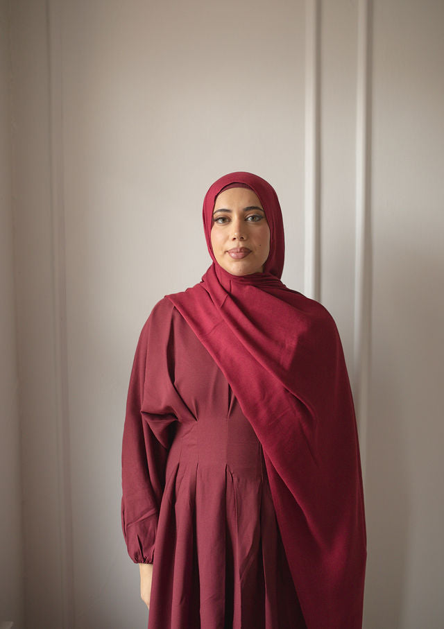 Buy Cherry Red Modal Hijab Set | Libaaz the Label | Bold & Elegant
