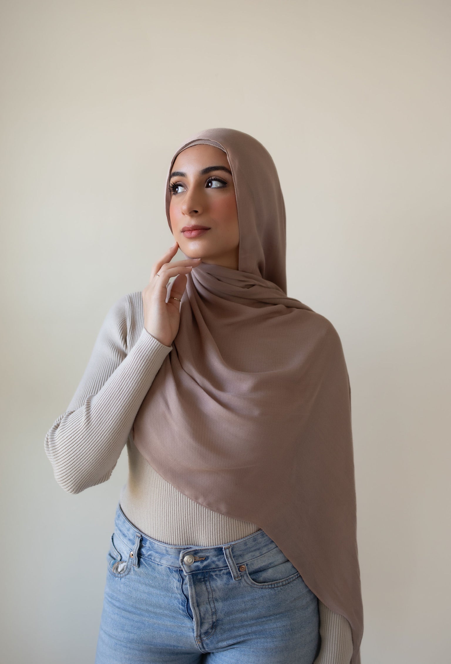 Buy Medium Beige Modal Hijab Set | Libaaz the Label | Classic