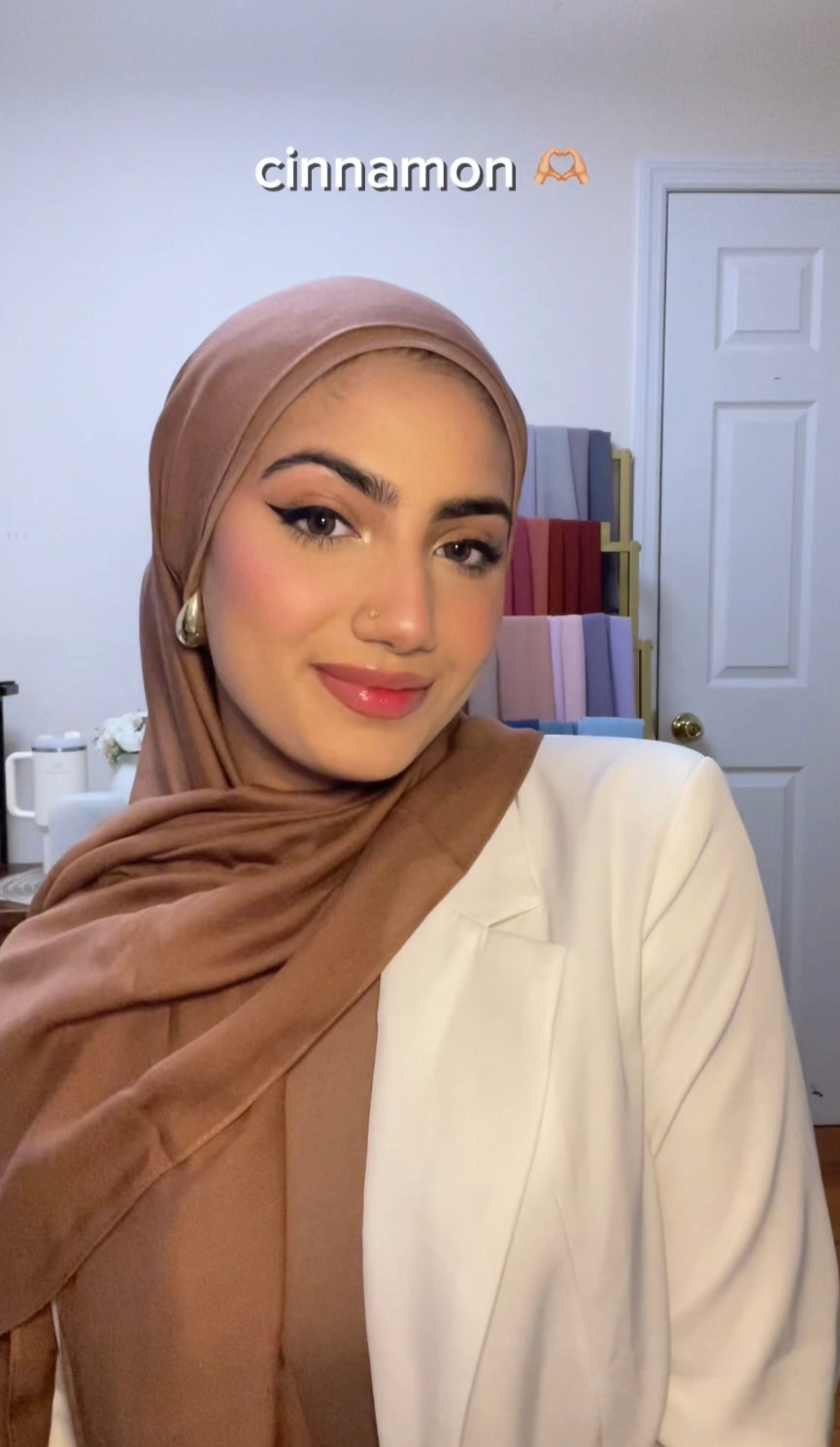 モロヘイヤ Buy Cinnamon Brown Modal Hijab Set with Under-cap | Libaaz the