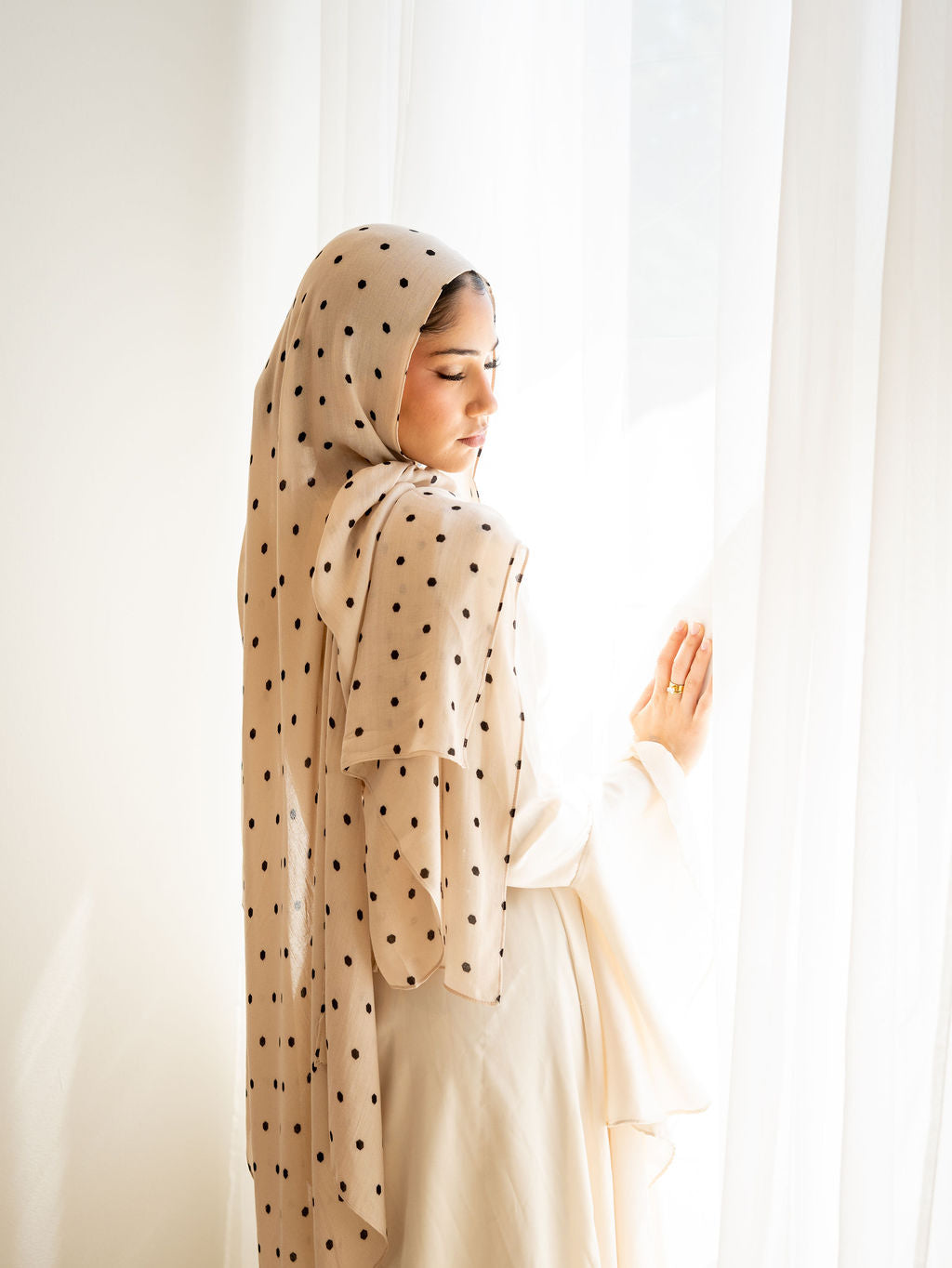 Cream polka dot