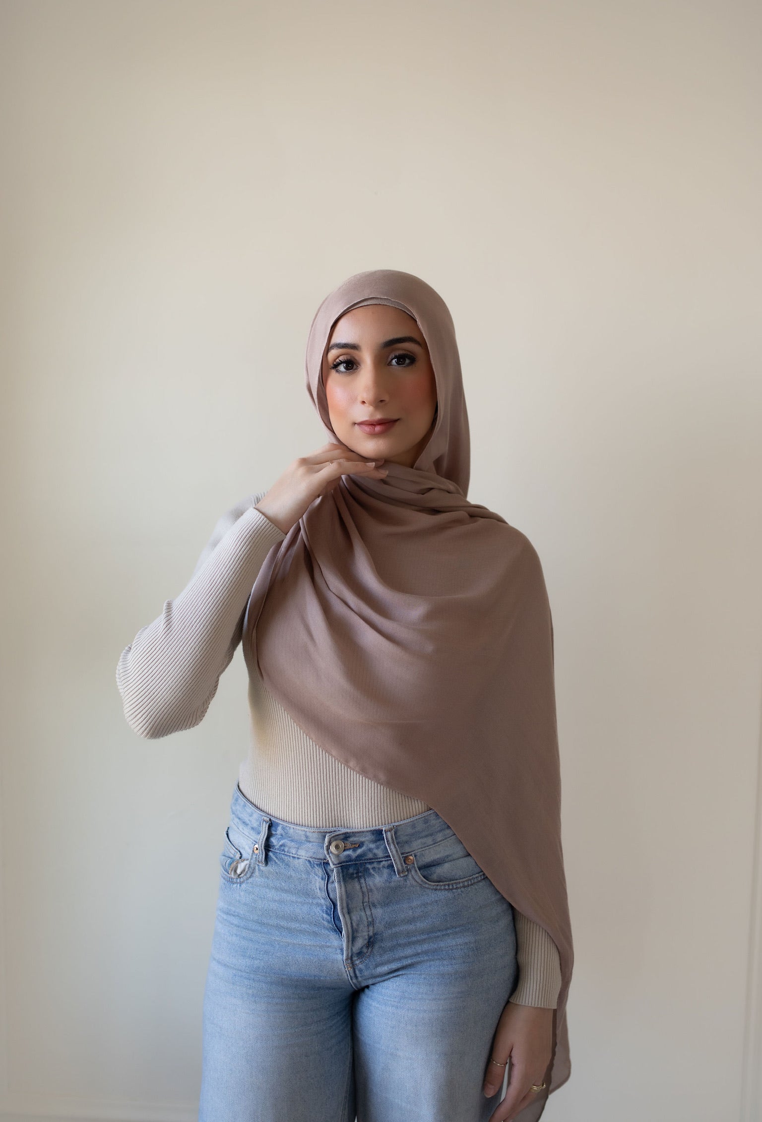 Buy Medium Beige Modal Hijab Set | Libaaz the Label | Classic