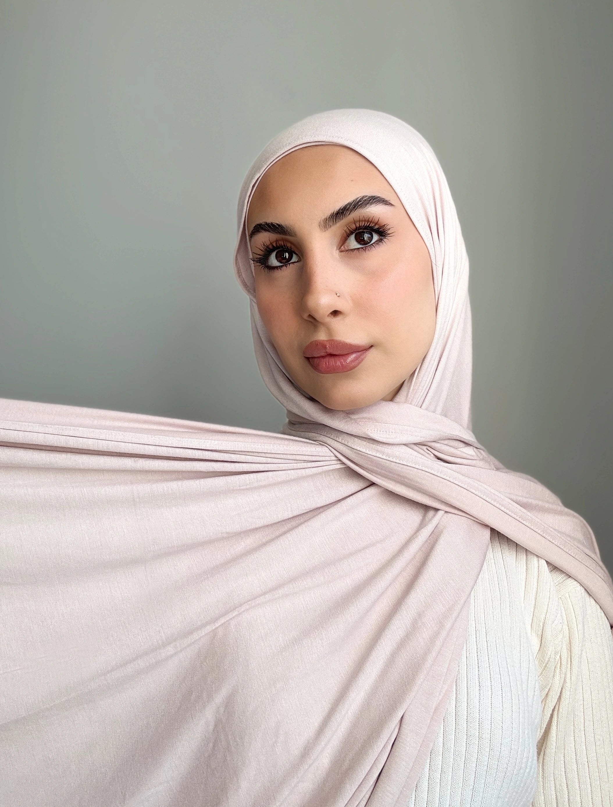 Pale Blush Jersey Hijab Set